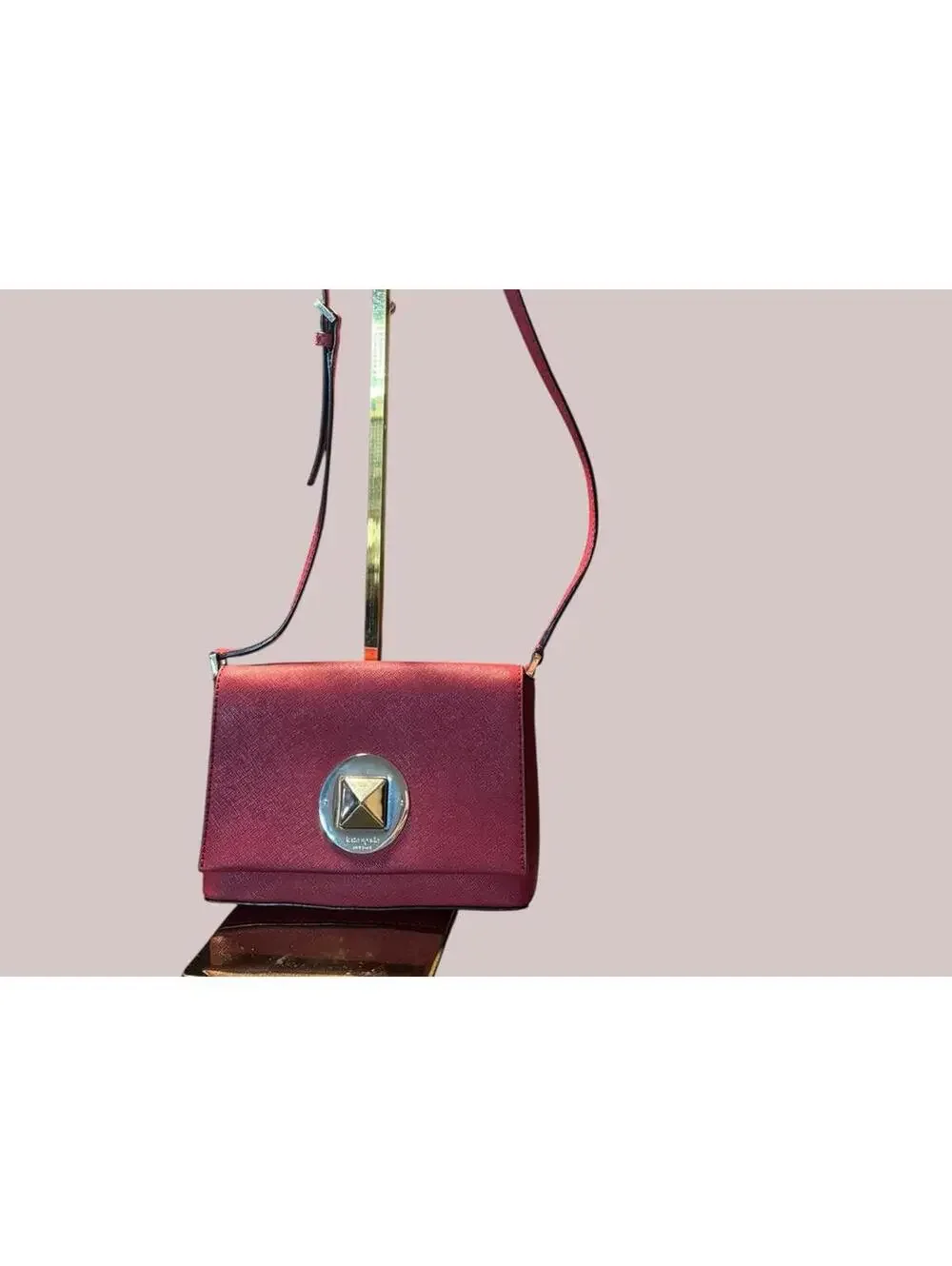 Kate Spade Dark Red Crossbody Bag with Gold Accent